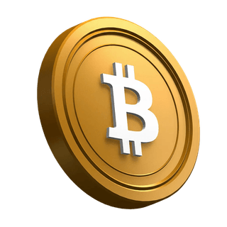Elemento visivo della sezione hero con moneta Bitcoin BTC inclinata